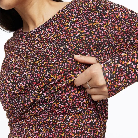 NWT H&M Women’s MAMA Maternity Colorful Speckled KNOT-DETAIL NURSING DRESS - Picture 6 of 16